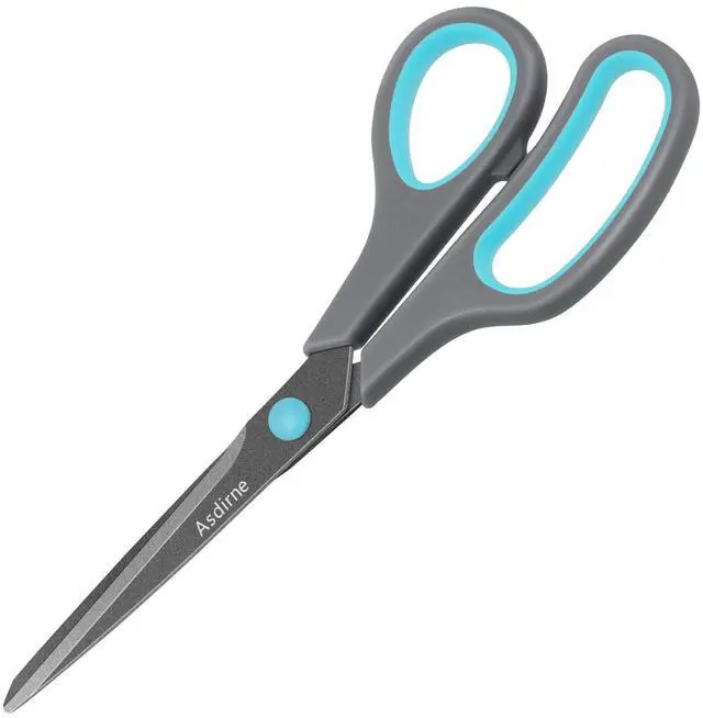 Main image of Teflon Coating Scissors, Stainless Steel Blades, Soft Grip Handle, Suitable for Households,Offices and Schools, All Purpose, Blue/Grey, 21.5 cm