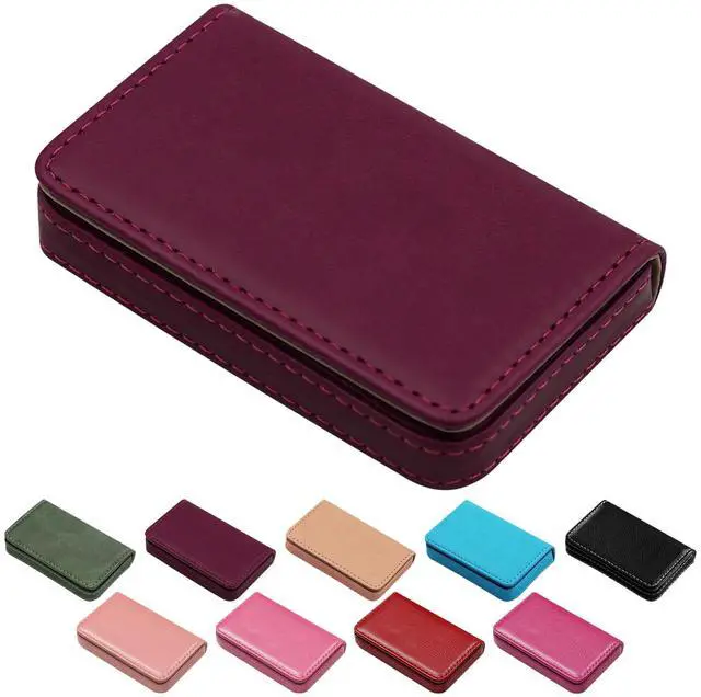 Main image of Business Credit Card Holders, Magnetic Sealing Anti Drop, PU Leather Debit Card Protector Organizer Case (Maroon Red)