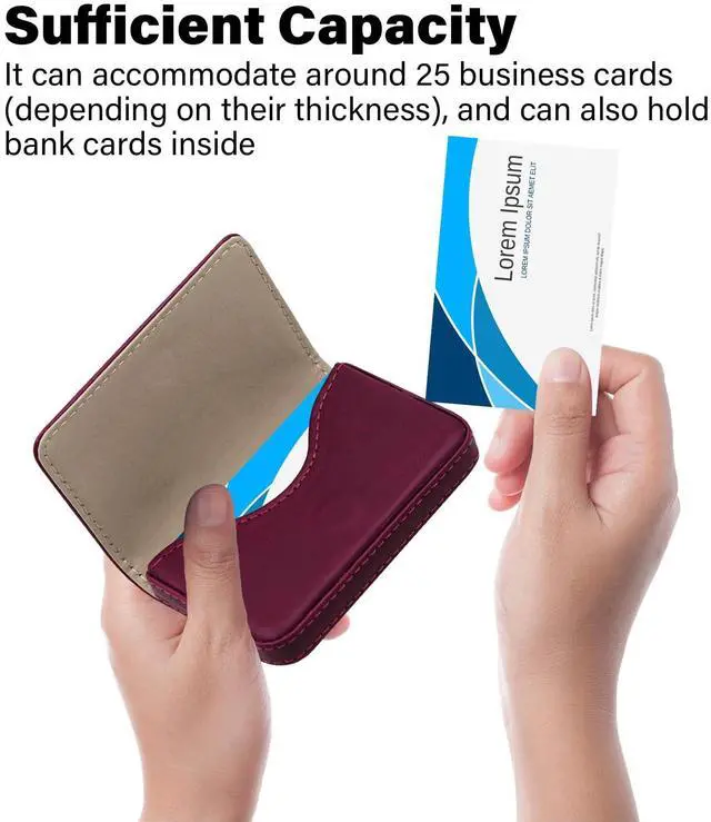 Alt view image 3 of 7 - Business Credit Card Holders, Magnetic Sealing Anti Drop, PU Leather Debit Card Protector Organizer Case (Maroon Red)