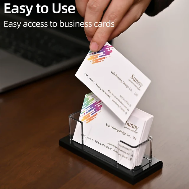Alt view image 5 of 7 - Business Card Holder for DeskAcrylic Business Card Display Stand,Multiple Business Card Holders for Office, Exhibition, Home, Restaurant (slot 1)
