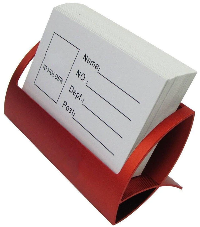 Alt view image 3 of 3 - Aluminum Business Card Holder, Metal Name Card Display Stand | Q-shaped, Hold about 50 standard business cards, Desktop display rack, For office desk, reception counter, trade show booth