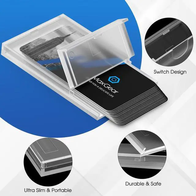 Alt view image 4 of 6 - Plastic Business Card Holder 3 Pack | Slim Portable Clear Business Card Case for Men & Women, Lightweight Professional Card Holder, 3.9 x 2.5 x 0.4 inches