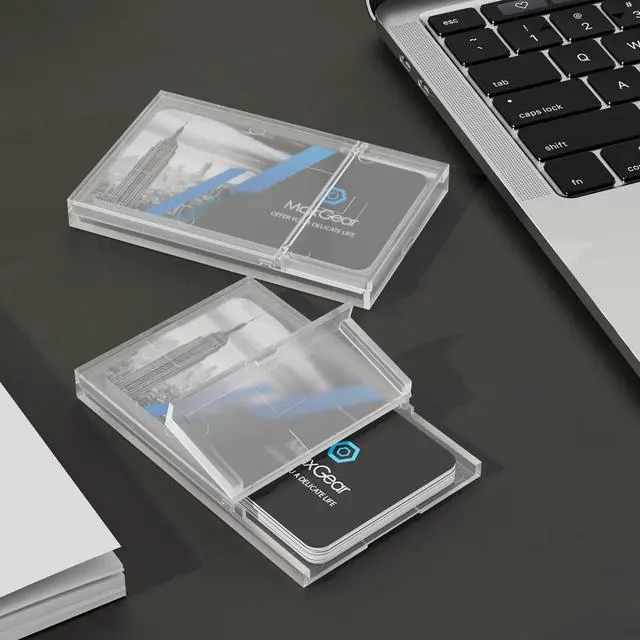 Alt view image 6 of 6 - Plastic Business Card Holder 3 Pack | Slim Portable Clear Business Card Case for Men & Women, Lightweight Professional Card Holder, 3.9 x 2.5 x 0.4 inches