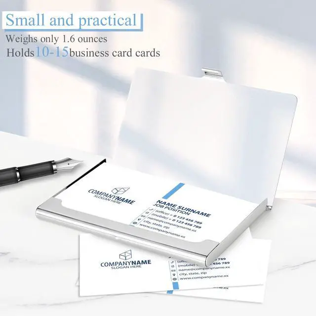 Alt view image 3 of 6 - Business Card HolderColor Printing Men's and Women's Business Card CaseUltra-thin Metal Business Card OrganizerCarry-on Pocket Wallet Business Card Holder,Pink letters