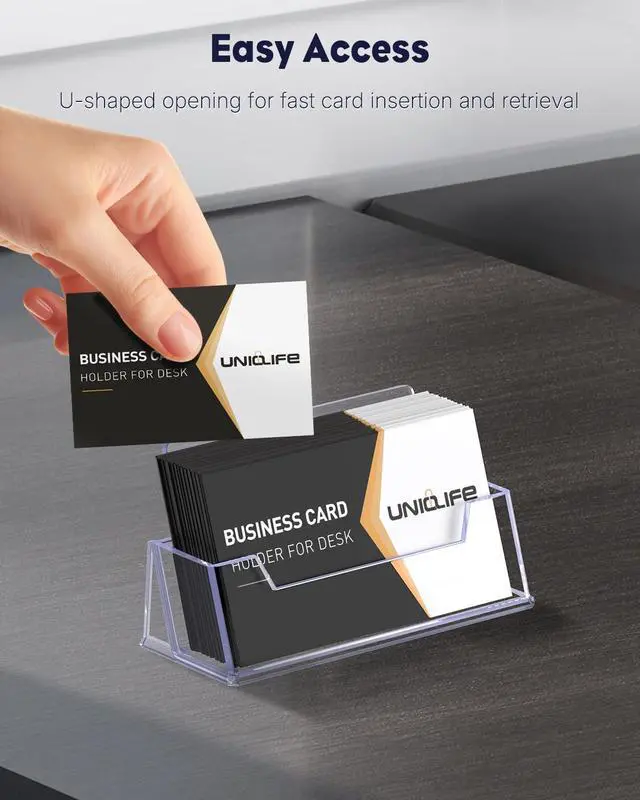 Alt view image 3 of 7 - 2 Pack Acrylic Business Card Holder for Desk, 60 Card Capacity | 1 Slot Clear Business Card Display Stand for Men Women Desktop Business Card Organizer Card Stand for Office Home Exhibition