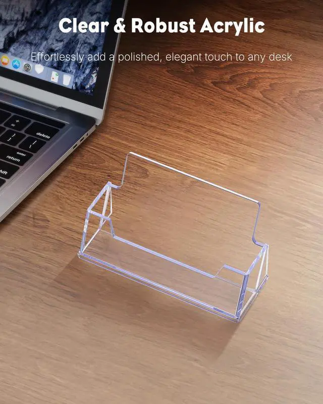 Alt view image 5 of 7 - 2 Pack Acrylic Business Card Holder for Desk, 60 Card Capacity | 1 Slot Clear Business Card Display Stand for Men Women Desktop Business Card Organizer Card Stand for Office Home Exhibition