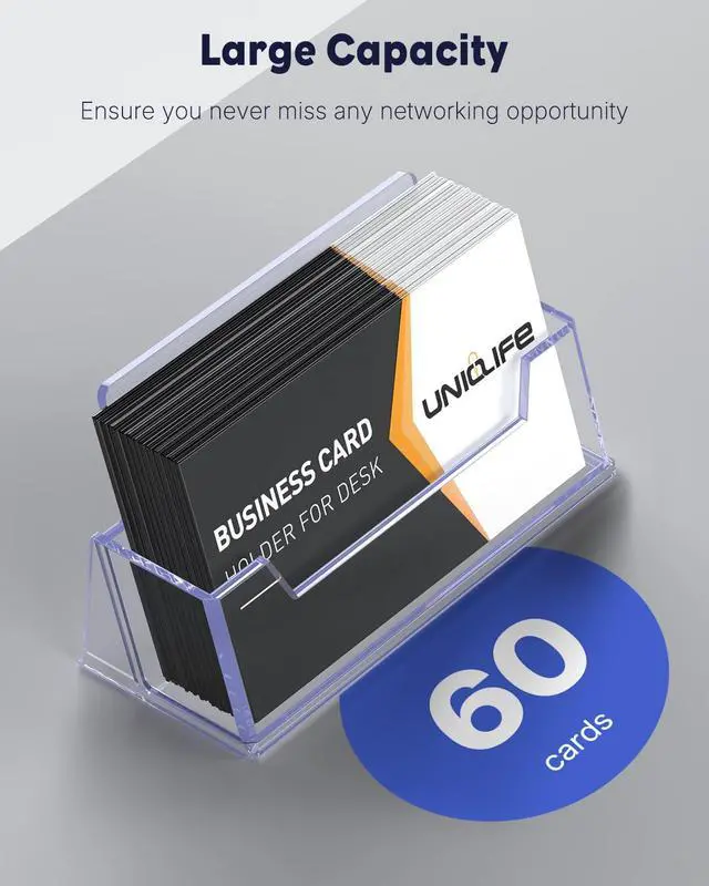Alt view image 6 of 7 - 2 Pack Acrylic Business Card Holder for Desk, 60 Card Capacity | 1 Slot Clear Business Card Display Stand for Men Women Desktop Business Card Organizer Card Stand for Office Home Exhibition