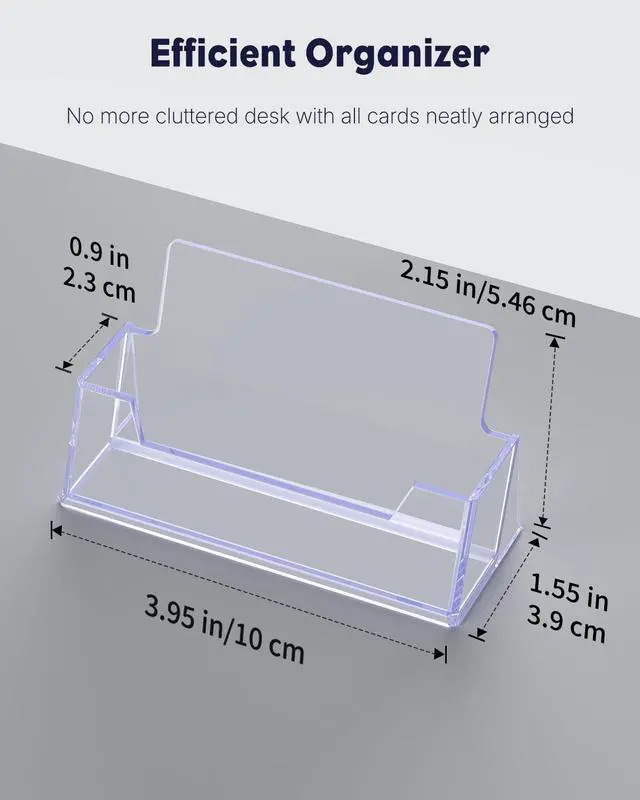 Alt view image 2 of 7 - 2 Pack Acrylic Business Card Holder for Desk, 60 Card Capacity | 1 Slot Clear Business Card Display Stand for Men Women Desktop Business Card Organizer Card Stand for Office Home Exhibition