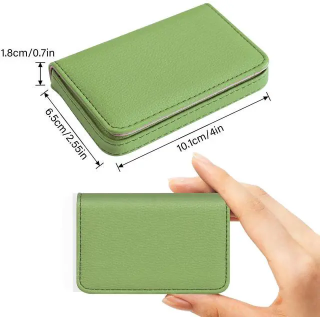 Alt view image 2 of 7 - Business Card HolderPU Leather Business Card Case Color Printing Pattern Card Holder WalletPockets Magnetic Credit Card Holders for Men and Women - Banana Green