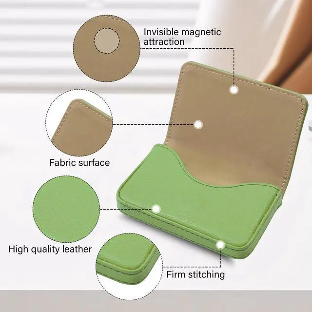 Alt view image 3 of 7 - Business Card HolderPU Leather Business Card Case Color Printing Pattern Card Holder WalletPockets Magnetic Credit Card Holders for Men and Women - Banana Green