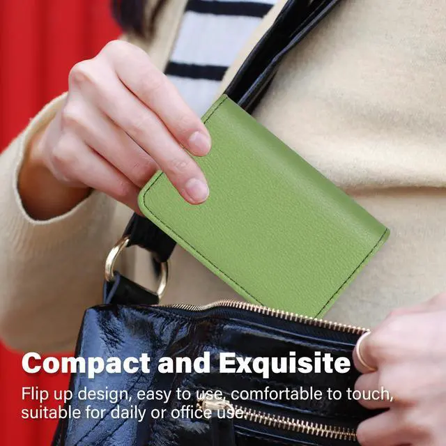 Alt view image 4 of 7 - Business Card HolderPU Leather Business Card Case Color Printing Pattern Card Holder WalletPockets Magnetic Credit Card Holders for Men and Women - Banana Green