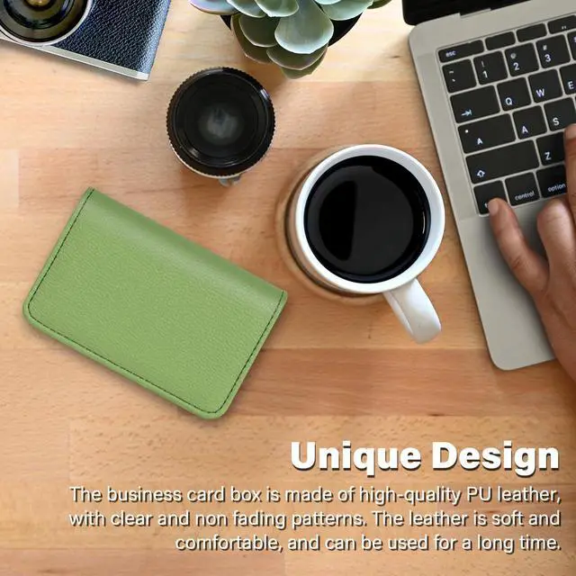Alt view image 7 of 7 - Business Card HolderPU Leather Business Card Case Color Printing Pattern Card Holder WalletPockets Magnetic Credit Card Holders for Men and Women - Banana Green