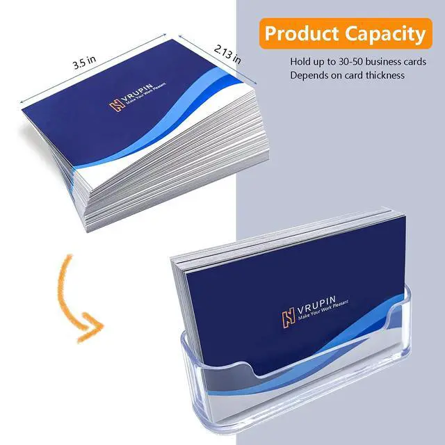 Alt view image 3 of 7 - Business Card Holder for Desk - 4 Pack Acrylic Business Card Holder , Fits 30-50 Business Cards Display Business Card Stand Desktop Business Card Holders for Exhibition