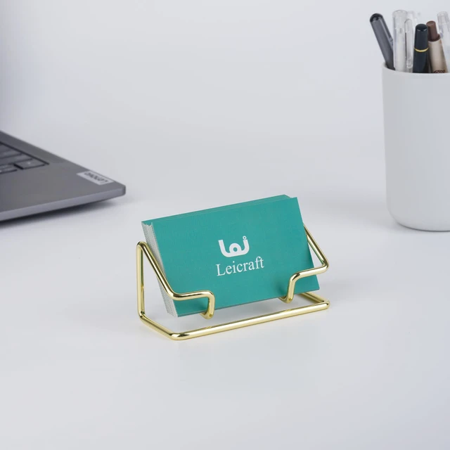Alt view image 3 of 7 - Business Card Holder for Desk, Cute Metal Card Organizers | Modern Minimalist office supplies, For Men and Women (Golden)