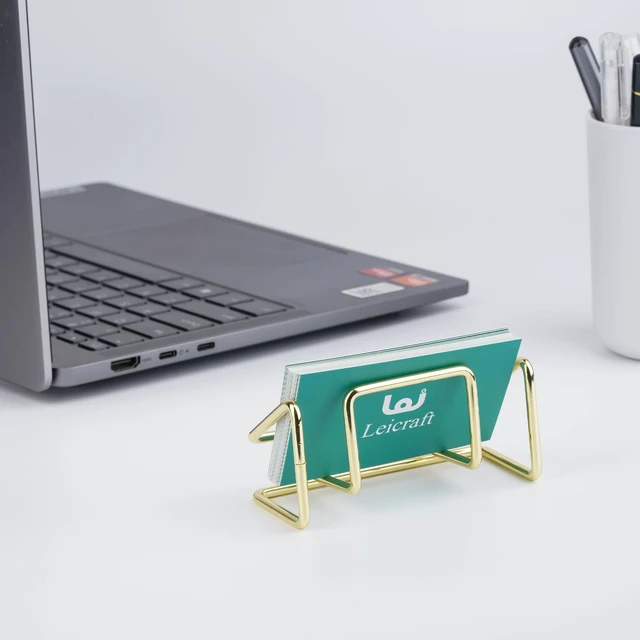 Alt view image 4 of 7 - Business Card Holder for Desk, Cute Metal Card Organizers | Modern Minimalist office supplies, For Men and Women (Golden)