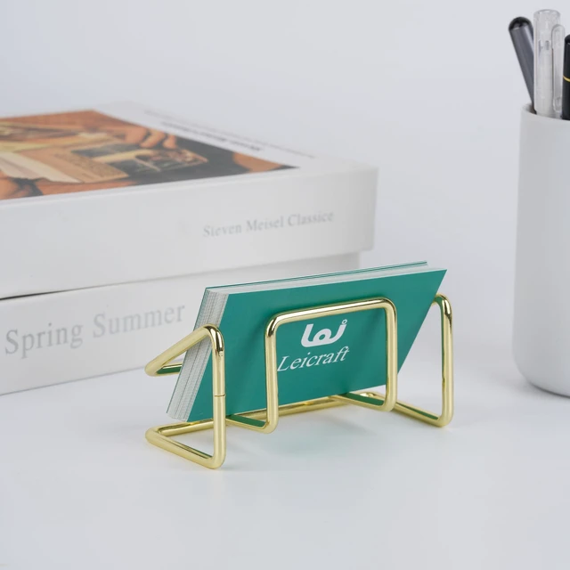Alt view image 6 of 7 - Business Card Holder for Desk, Cute Metal Card Organizers | Modern Minimalist office supplies, For Men and Women (Golden)