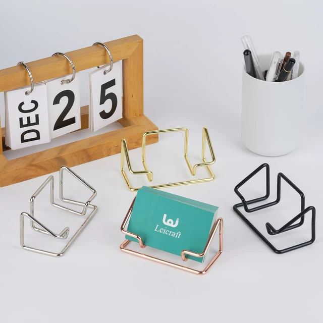 Alt view image 7 of 7 - Business Card Holder for Desk, Cute Metal Card Organizers | Modern Minimalist office supplies, For Men and Women (Golden)