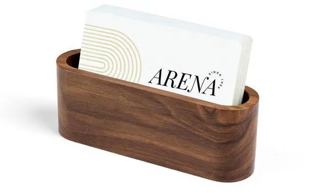 Main image of Business Card Holder for Desk, Minimalist Office Wooden Organizer | Professional Card Display for Stylish Office, Tabletop & Home Decor, Smooth Card Stand Walnut Wooden Holder