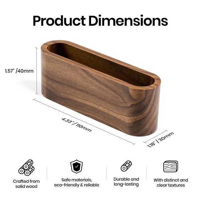 Alt view image 2 of 6 - Business Card Holder for Desk, Minimalist Office Wooden Organizer | Professional Card Display for Stylish Office, Tabletop & Home Decor, Smooth Card Stand Walnut Wooden Holder