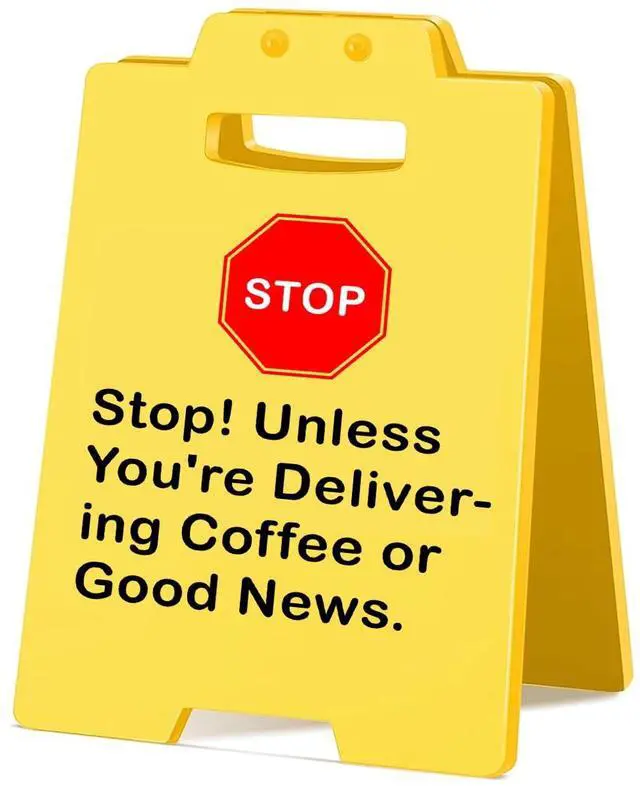 Main image of Funny Office Decor Small Fun Gag Desk Mini Caution Sign for Coworker Teammate Employee 3.9x6.3 Inch