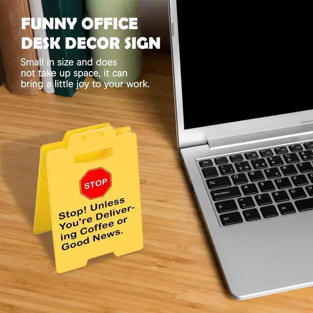 Alt view image 2 of 7 - Funny Office Decor Small Fun Gag Desk Mini Caution Sign for Coworker Teammate Employee 3.9x6.3 Inch