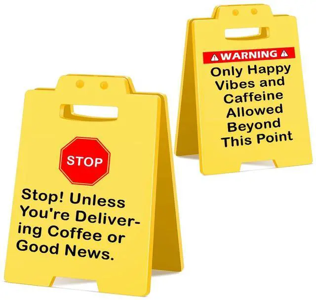 Alt view image 7 of 7 - Funny Office Decor Small Fun Gag Desk Mini Caution Sign for Coworker Teammate Employee 3.9x6.3 Inch