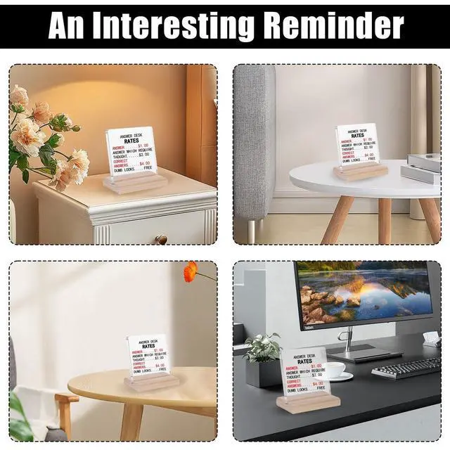 Alt view image 3 of 7 - Answer Desk Rates Decor Sign, Funny Office Decor Gifts for Coworkers,Funny Desk Decor for Boss Employee, Answer Desk Rates Acrylic Plaque,Office Desks Signs Decors Team Offices Gag Gift for Adults