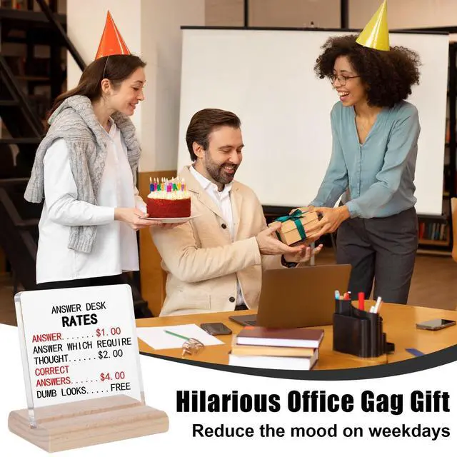 Alt view image 7 of 7 - Answer Desk Rates Decor Sign, Funny Office Decor Gifts for Coworkers,Funny Desk Decor for Boss Employee, Answer Desk Rates Acrylic Plaque,Office Desks Signs Decors Team Offices Gag Gift for Adults