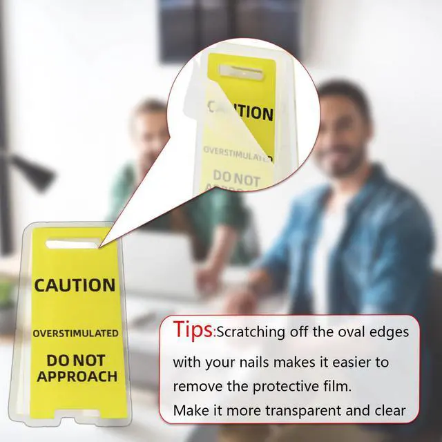 Alt view image 5 of 6 - 8 Pack Funny Sticky Note Holder - Caution Overstimulated Desk Sign, Answer Desk Rates Sign for Work, Mini Funny Office Decor (Yellow+Red)