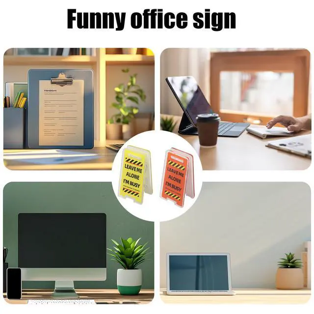 Alt view image 6 of 6 - 8 Pack Funny Sticky Note Holder - Caution Overstimulated Desk Sign, Answer Desk Rates Sign for Work, Mini Funny Office Decor (Yellow+Red)