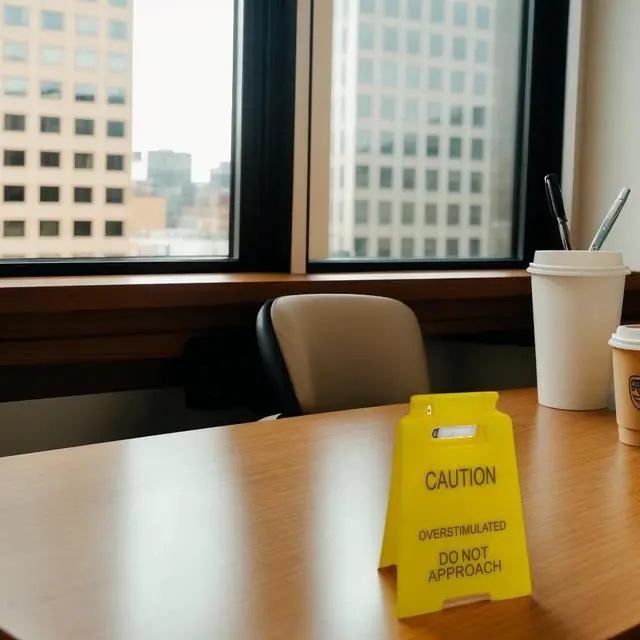 Alt view image 4 of 7 - Caution Overstimulated Desk Sign - Overstimulated Do Not Approach Sign Ideal Gift For Office Cubicle, Humorous Mini Signage,Novelty Decor For Lively Workspaces(1)