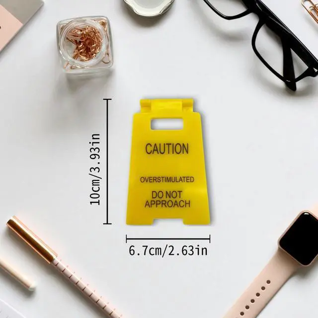 Alt view image 5 of 7 - Caution Overstimulated Desk Sign - Overstimulated Do Not Approach Sign Ideal Gift For Office Cubicle, Humorous Mini Signage,Novelty Decor For Lively Workspaces(1)