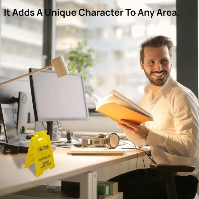 Alt view image 7 of 7 - Caution Overstimulated Desk Sign - Overstimulated Do Not Approach Sign Ideal Gift For Office Cubicle, Humorous Mini Signage,Novelty Decor For Lively Workspaces(1)