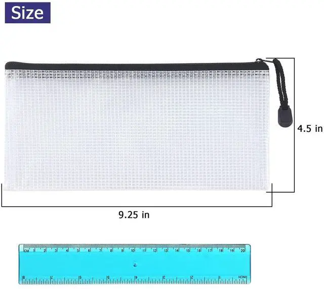 Alt view image 3 of 7 - 10 Pack Small Mesh Zipper Pouch Bags A6 Size, Black | Waterproof Zipper Bags Pouches for Organization Office Supplies