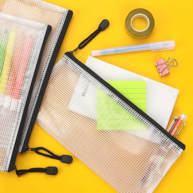 Alt view image 6 of 7 - 10 Pack Small Mesh Zipper Pouch Bags A6 Size, Black | Waterproof Zipper Bags Pouches for Organization Office Supplies
