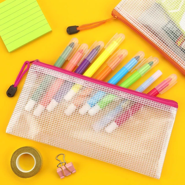 Alt view image 6 of 7 - 10 Pack Small Mesh Zipper Pouch Bags A6 Size, Colorful | Waterproof Zipper Bags Pouches for Organization Office Supplies