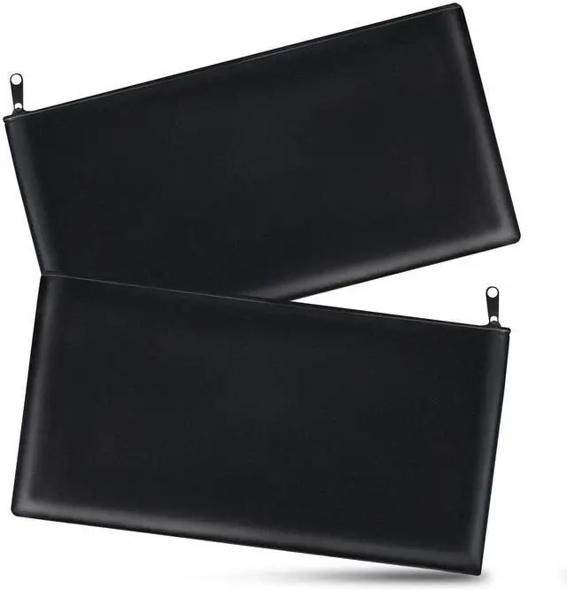 Main image of 2-PCS Money Bags with Zipper, 11x6.1" PU Leather Bank Deposit Bags for Cash | Durable Cash Pouch Keeps Coins, Checks, Receipts Organized; Secure Travel Money Pouch Protects Bills, Passport & Valuables