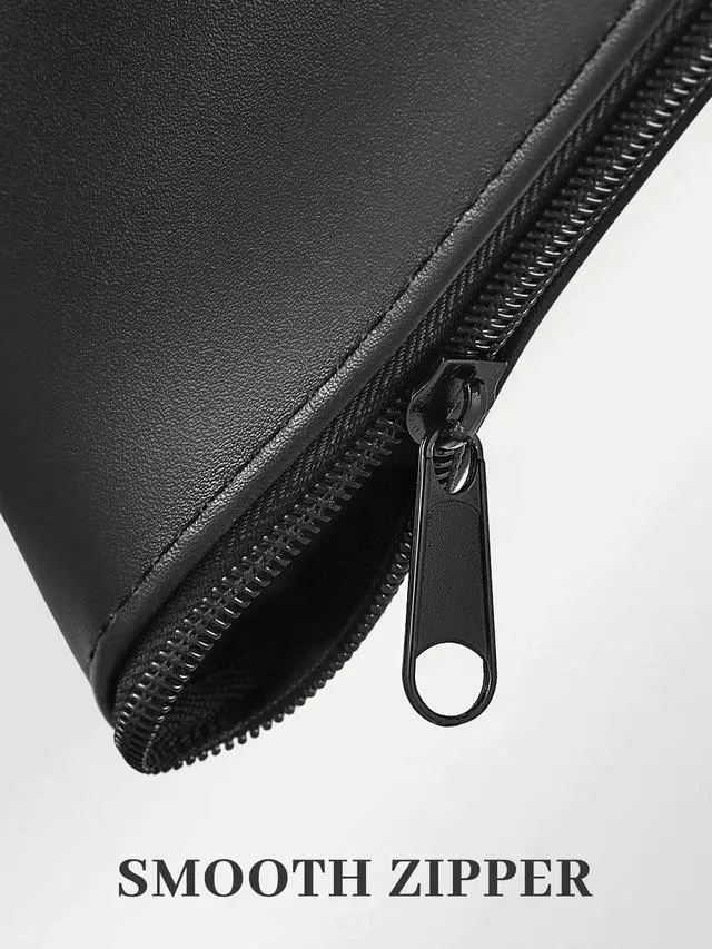 Alt view image 5 of 7 - Money Bags with Zipper, DIY Labels, 11.5 x 6.2 Inches, 2-Pack | Waterproof Money Coin Pouch Purse, Soft PU Leather, for Bills Invoices Bank Deposits Receipts Storage and Organize (Black)