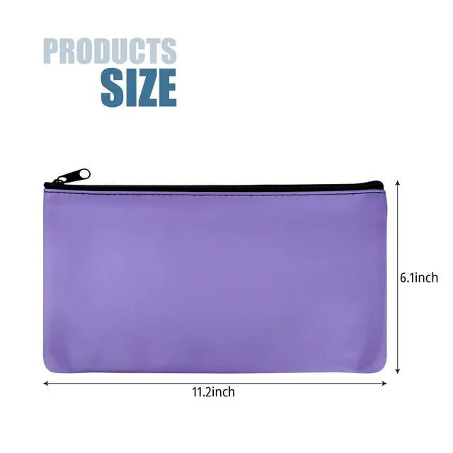 Alt view image 2 of 7 - 1 Pcs Money Bag with Zipper, 11x6 Inches Cash Wallet, Check Wallet, Receipt Organizer, Zippered Pouches for Cash Check Receipt Cosmetics (Purple)