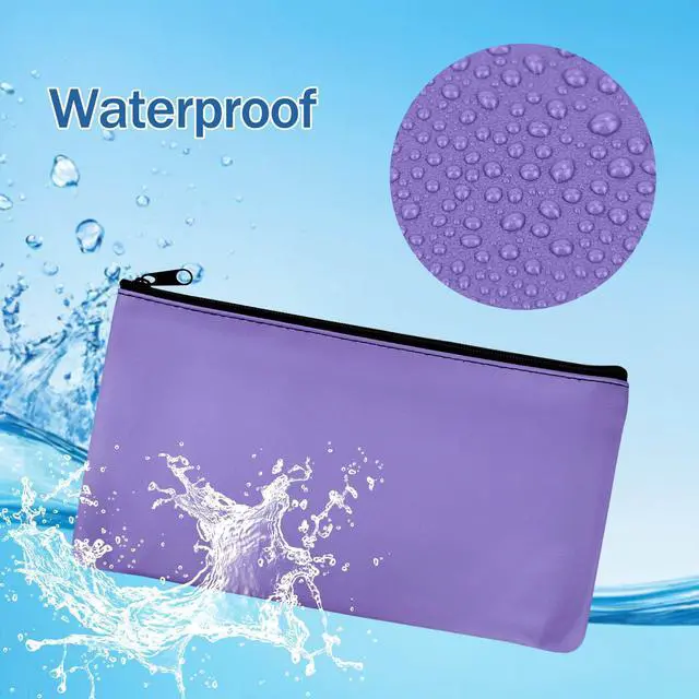 Alt view image 3 of 7 - 1 Pcs Money Bag with Zipper, 11x6 Inches Cash Wallet, Check Wallet, Receipt Organizer, Zippered Pouches for Cash Check Receipt Cosmetics (Purple)