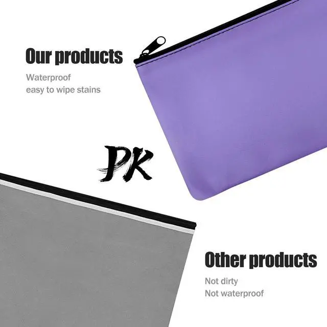 Alt view image 5 of 7 - 1 Pcs Money Bag with Zipper, 11x6 Inches Cash Wallet, Check Wallet, Receipt Organizer, Zippered Pouches for Cash Check Receipt Cosmetics (Purple)