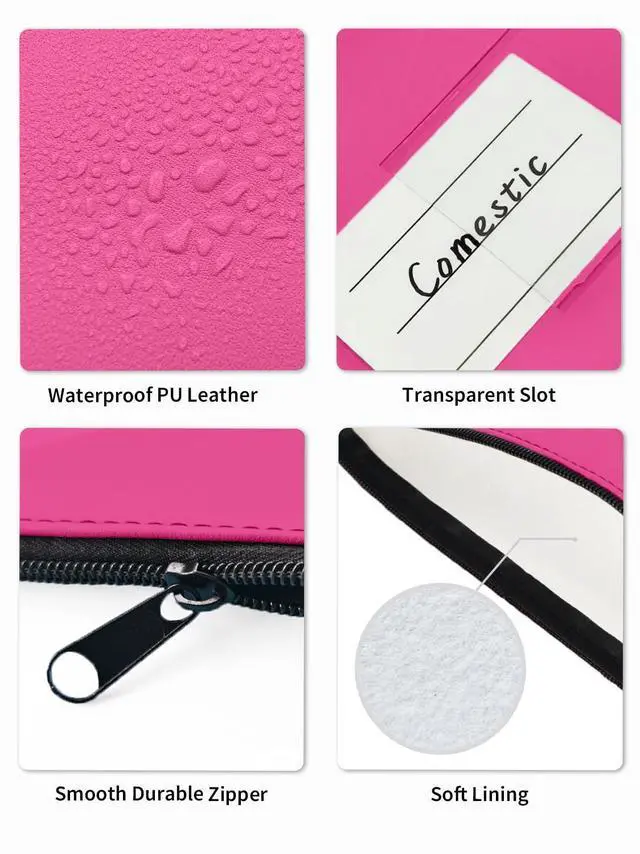 Alt view image 3 of 7 - 2-Pack Bank Deposit Money Bags with Zipper, 11 x 6 Inches, PU Leather Cash Pouches with Label, for Coins, Cosmetics, Bills, Tools, Hot Pink & Light Blue