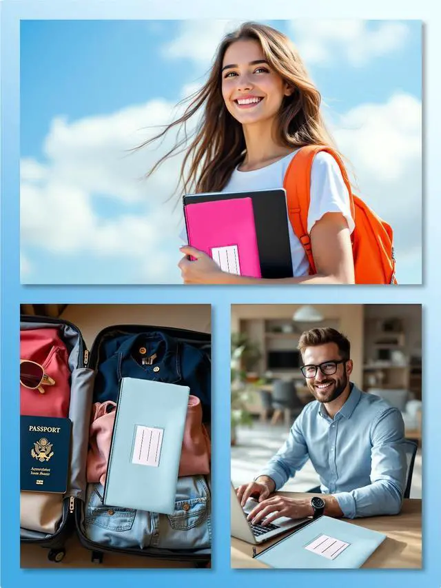 Alt view image 5 of 7 - 2-Pack Bank Deposit Money Bags with Zipper, 11 x 6 Inches, PU Leather Cash Pouches with Label, for Coins, Cosmetics, Bills, Tools, Hot Pink & Light Blue