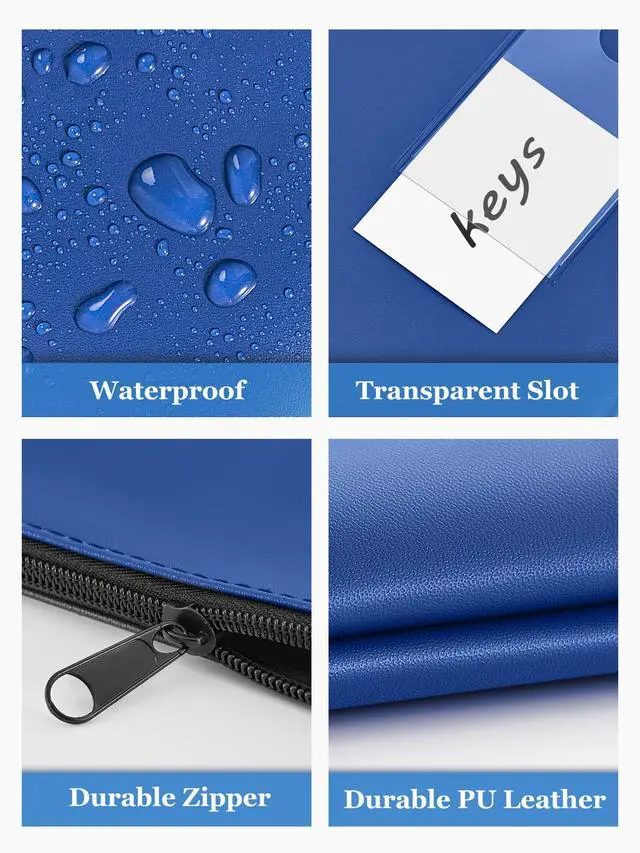 Alt view image 6 of 7 - 2-Pack Bank Deposit Money Bags with Zipper, 11.5 x 6.2 Inches | Waterproof PU Leather, Cash Coin Pouches with DIY Label, for Invoices, Bills, Tools, Receipts, Cosmetics, Navy Blue & Red