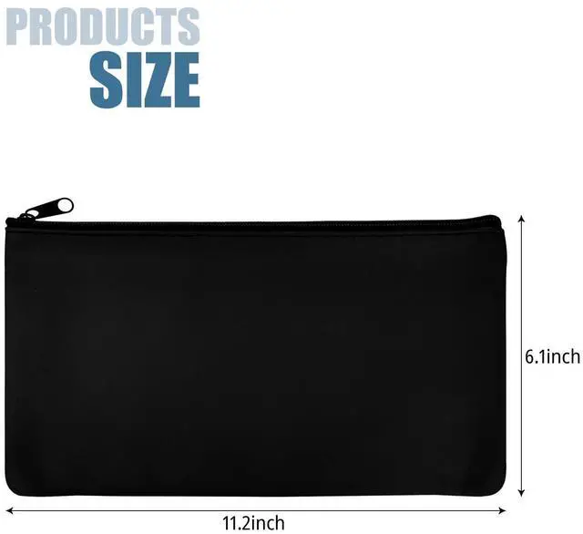 Alt view image 2 of 7 - 1 Pcs Money Bag with Zipper, 11x6 Inches Cash Wallet, Check Wallet, Receipt Organizer, Zippered Pouches for Cash Check Receipt Cosmetics (Black)