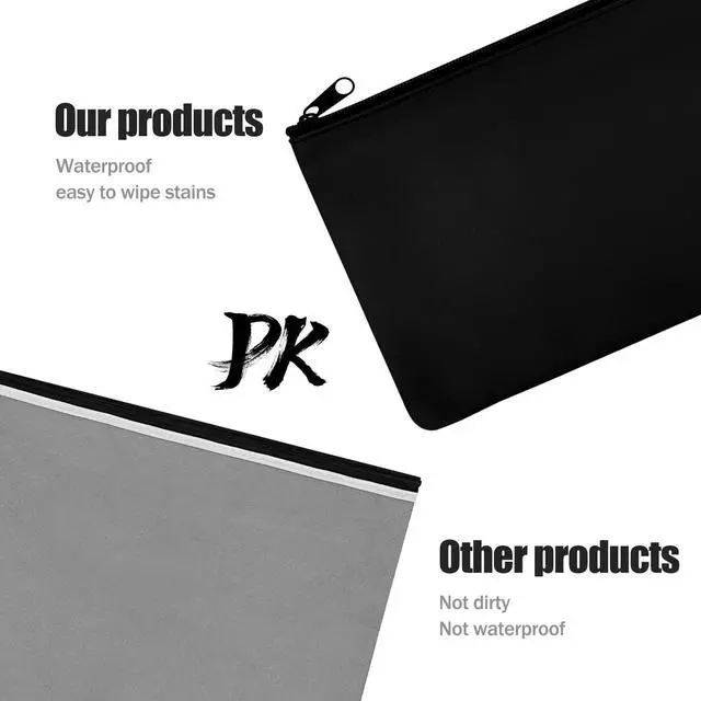 Alt view image 5 of 7 - 1 Pcs Money Bag with Zipper, 11x6 Inches Cash Wallet, Check Wallet, Receipt Organizer, Zippered Pouches for Cash Check Receipt Cosmetics (Black)