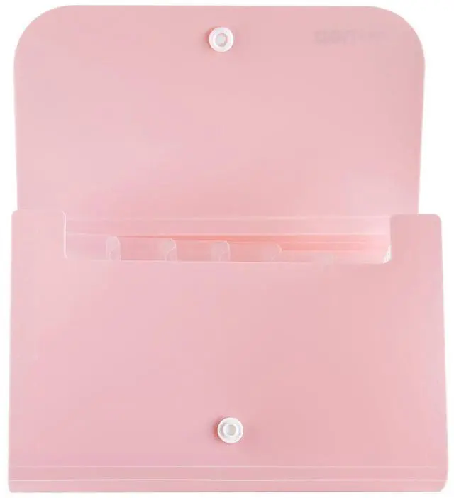 Alt view image 4 of 6 - Expanding File Folder, Subdivision Accordion File Folder Mini Organizer PP Wallet for Cards,Coupons,Receipt,Tax Item or Changes,7x4.5 Inches,12 Pockets with Tabs and Check Case(Pink)