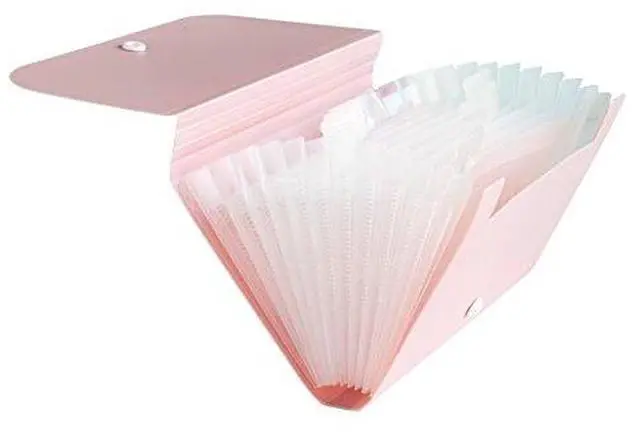 Alt view image 5 of 6 - Expanding File Folder, Subdivision Accordion File Folder Mini Organizer PP Wallet for Cards,Coupons,Receipt,Tax Item or Changes,7x4.5 Inches,12 Pockets with Tabs and Check Case(Pink)