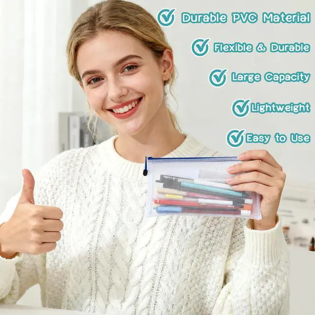 Alt view image 2 of 6 - Mesh Zipper Pouch Bags - A6 Small Zipper Pouch, 4.7 x 9.3 Inch | 5 Pack Clear Zipper Pouches for Organizing, Waterproof Zip Pouches for Receipts, Puzzles, Cosmetic, Travel, Office Supplies