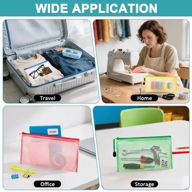 Alt view image 3 of 6 - Mesh Zipper Pouch Bags - A6 Small Zipper Pouch, 4.7 x 9.3 Inch | 5 Pack Clear Zipper Pouches for Organizing, Waterproof Zip Pouches for Receipts, Puzzles, Cosmetic, Travel, Office Supplies